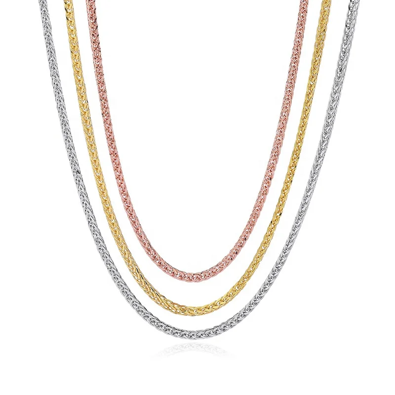 Hiphop fine Style 925 Sterling Silver 18K Gold Plated Italian Handmade 1.2 1.5mm Chopin custom Chain Necklace for women