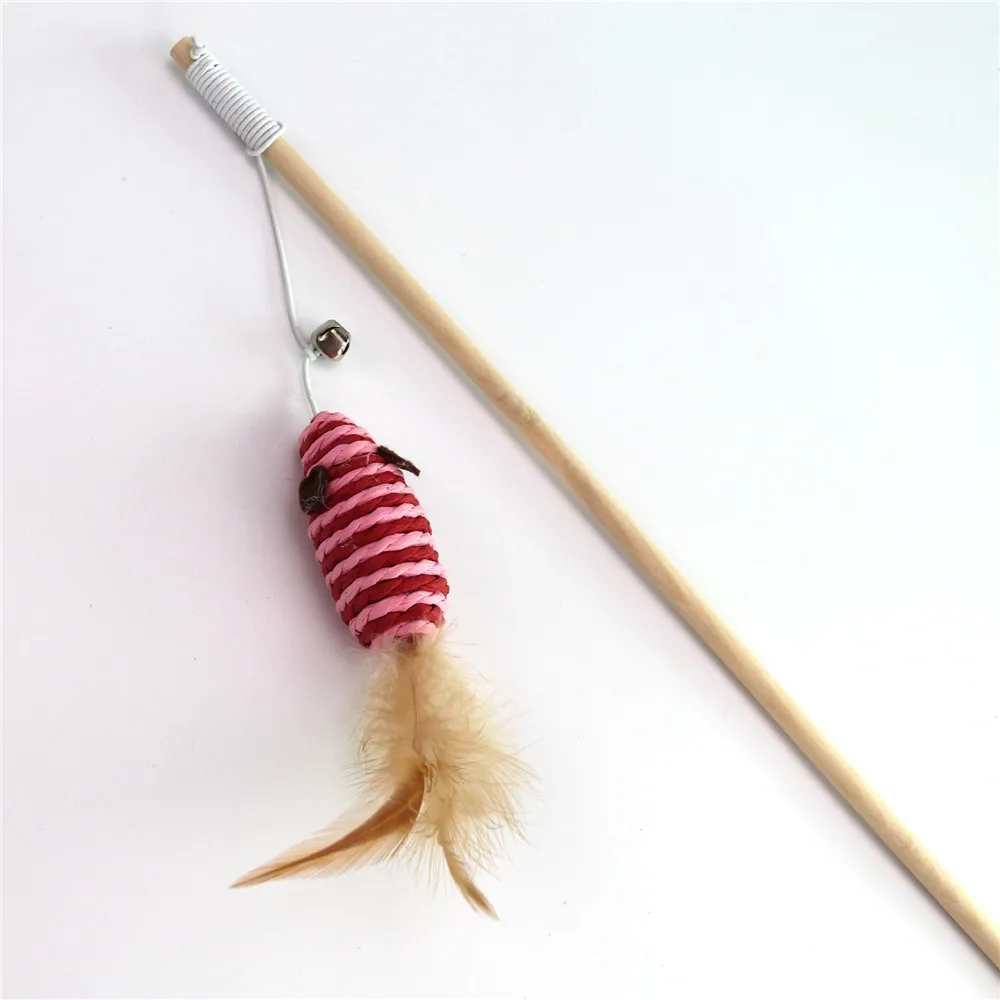 Cat Teaser Wands Telescopic Fishing Pole Wand Kitten Funny Catcher Teaser Stick Rod Interactive Toys