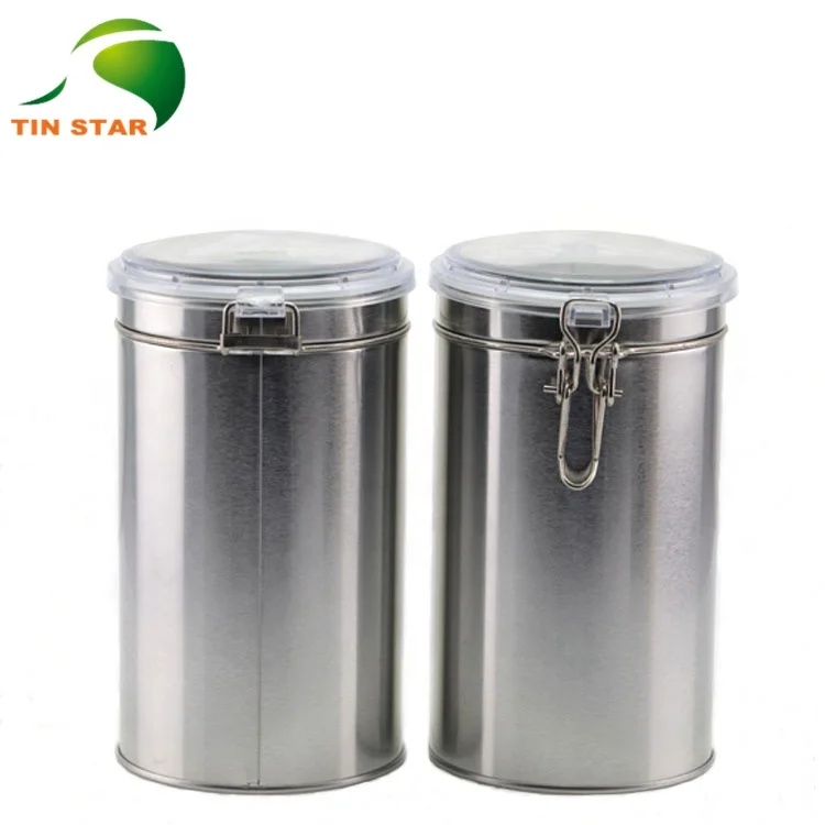 Food Grade Round Empty Metal Tea Tin Packaging With Plastic Window