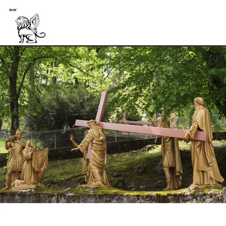 BLVE Custom Outdoor Church Metal Famous Religious Life Size Bronze Christ Jesus Statues Stations Of The Cross Sculpture