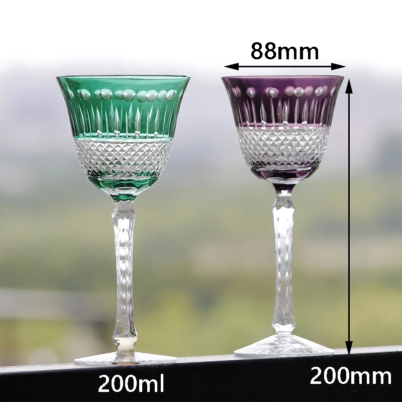 Factory Custom Luxury Bohemian Czech Bohemia Type Engraved Stem Wine Glasses Handmade Cocktail Glass Goblet Direct Wine Cup