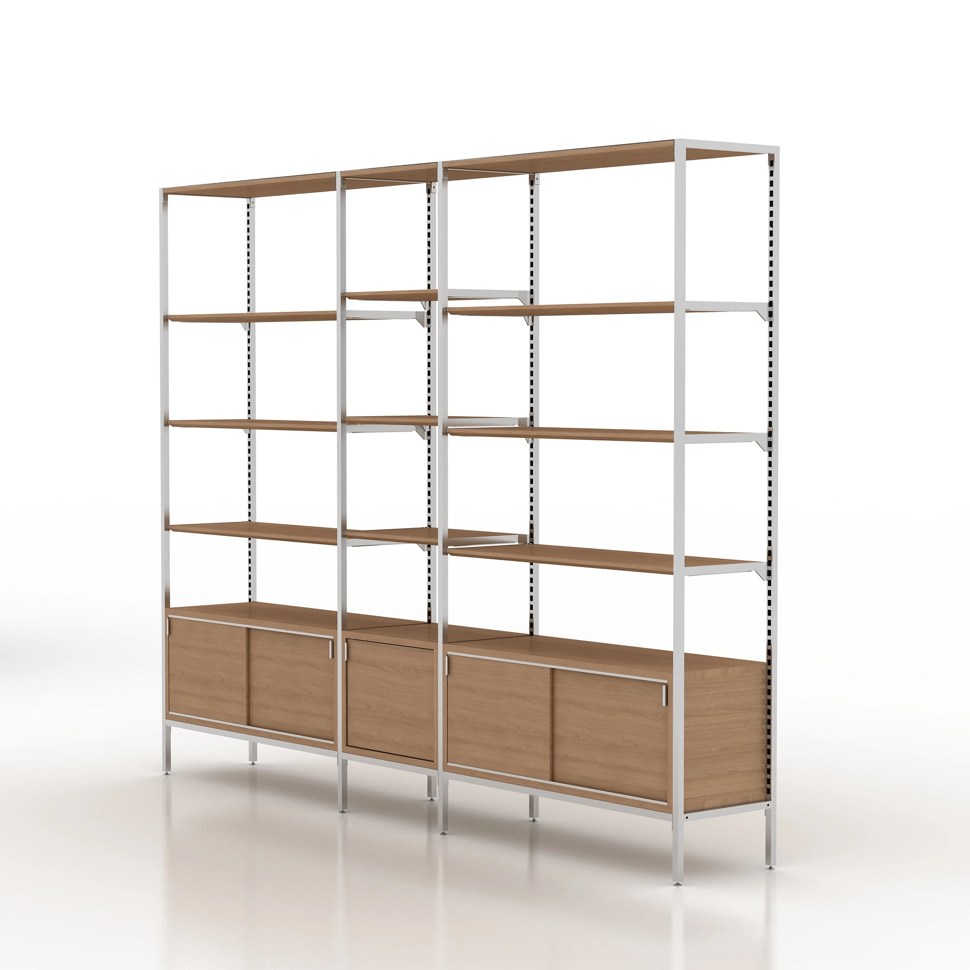 Retail coffee chain store wood mdf metal racks floor stand modular shop shelves and display cabinets