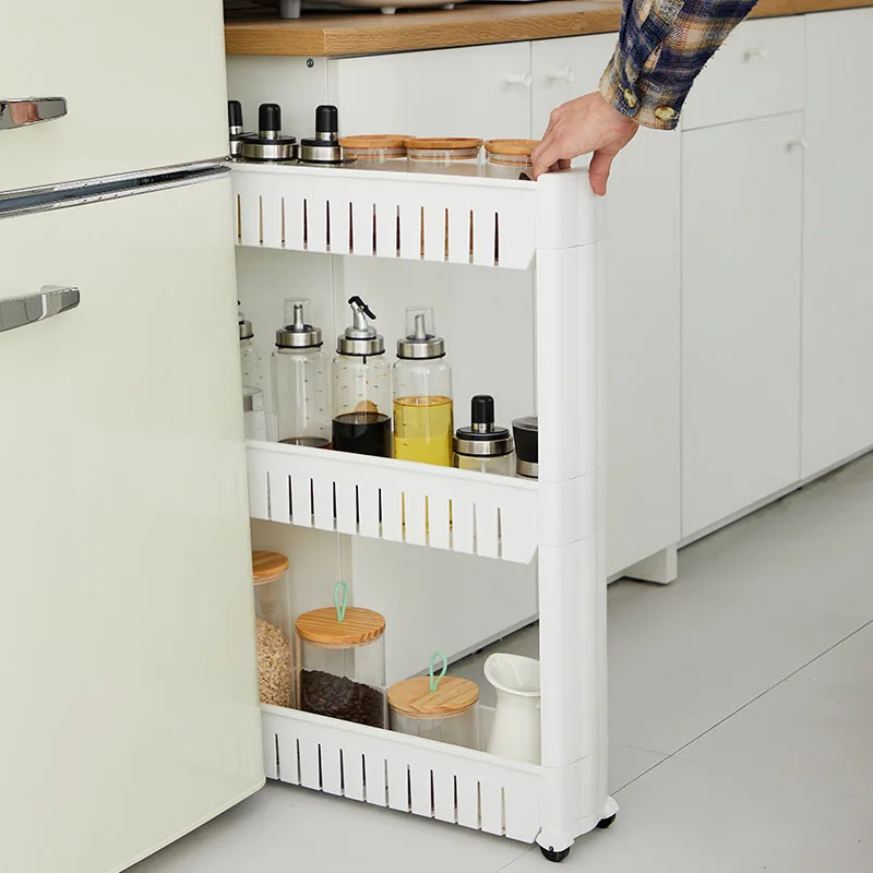 Pulley kitchen slotted storage rack multi layer desktop slot storage rack toilet storage rack