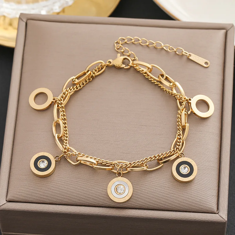 18K Gold Plated Small square butterfly Bracelet Stainless Steel Non Fading Titanium Simple Fashion Hand Jewelry