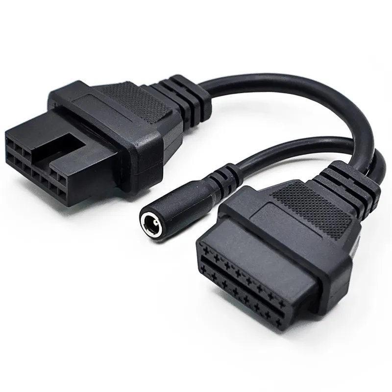 OBD Diagnostic 12pin To OBD2 16pin Connector Adapter OBD1 OBD2 Connect Cable With Power Adapter For Mitsubishi