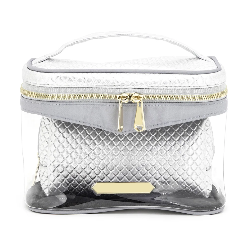 
2 in1 Custom Fashion Portable Makeup Bags Clear Plastic Cosmetic Bags Luxury Cosmetic Bag 