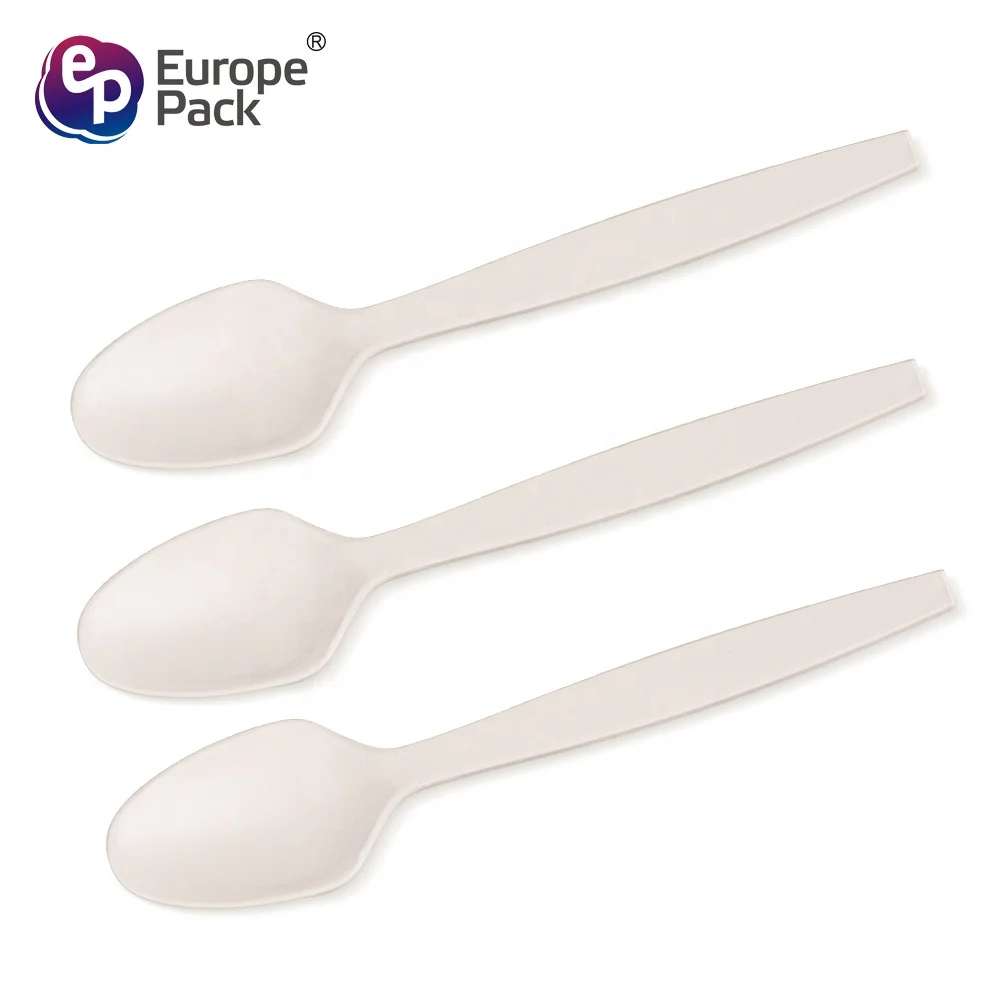 Europe-Pack factory direct biodegradable corn starch 5 inch dessert spoon
