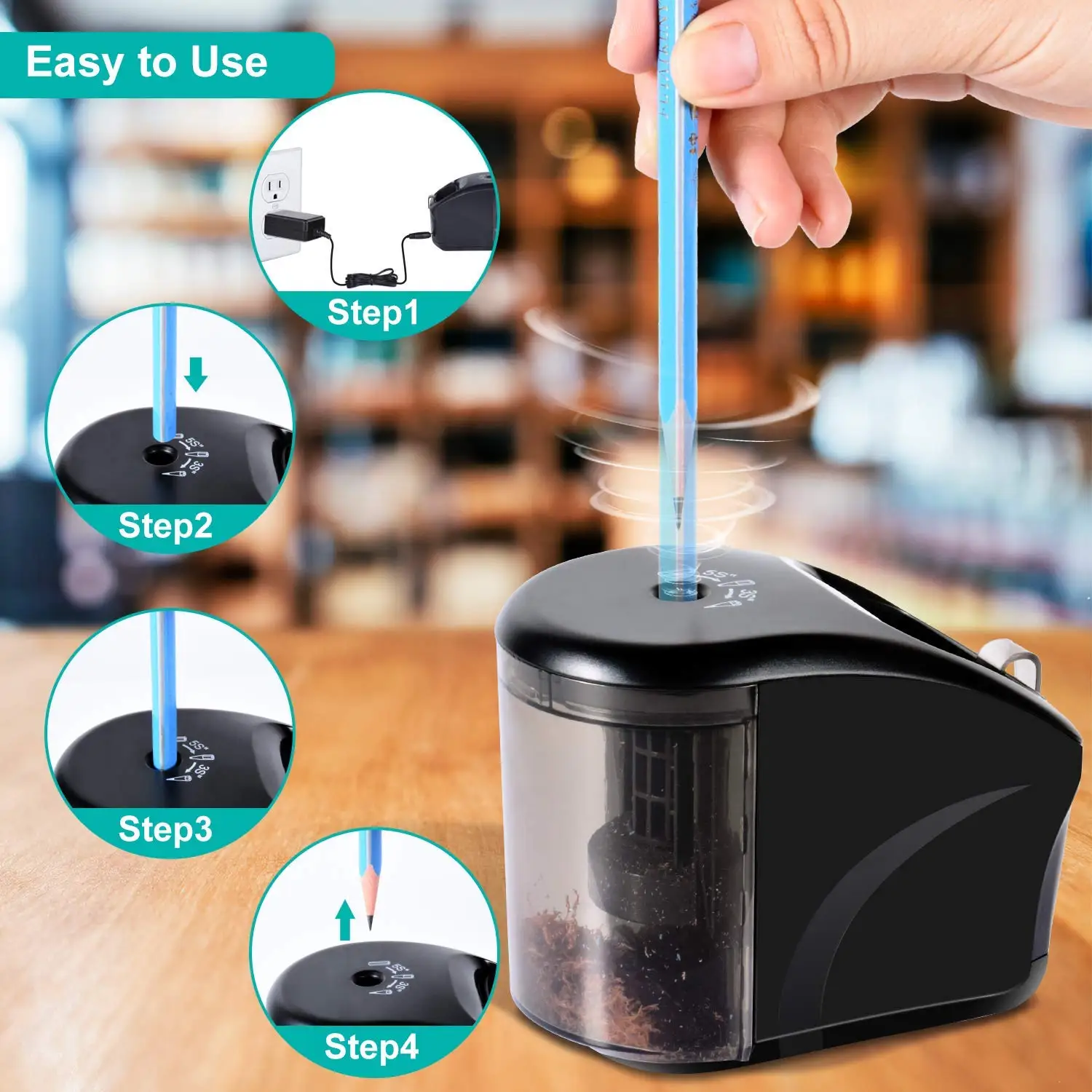 8seconds fast sharpening  time development of new products electric pencil sharpener desk