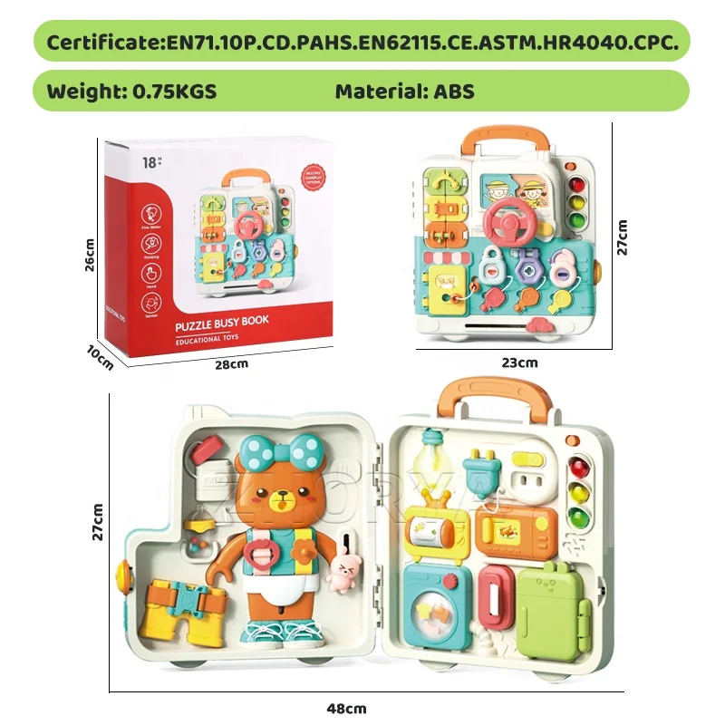 Zhorya Montessori Educational Kids Interactive Learning Toys Activity Developing Sensory Busy Board For children