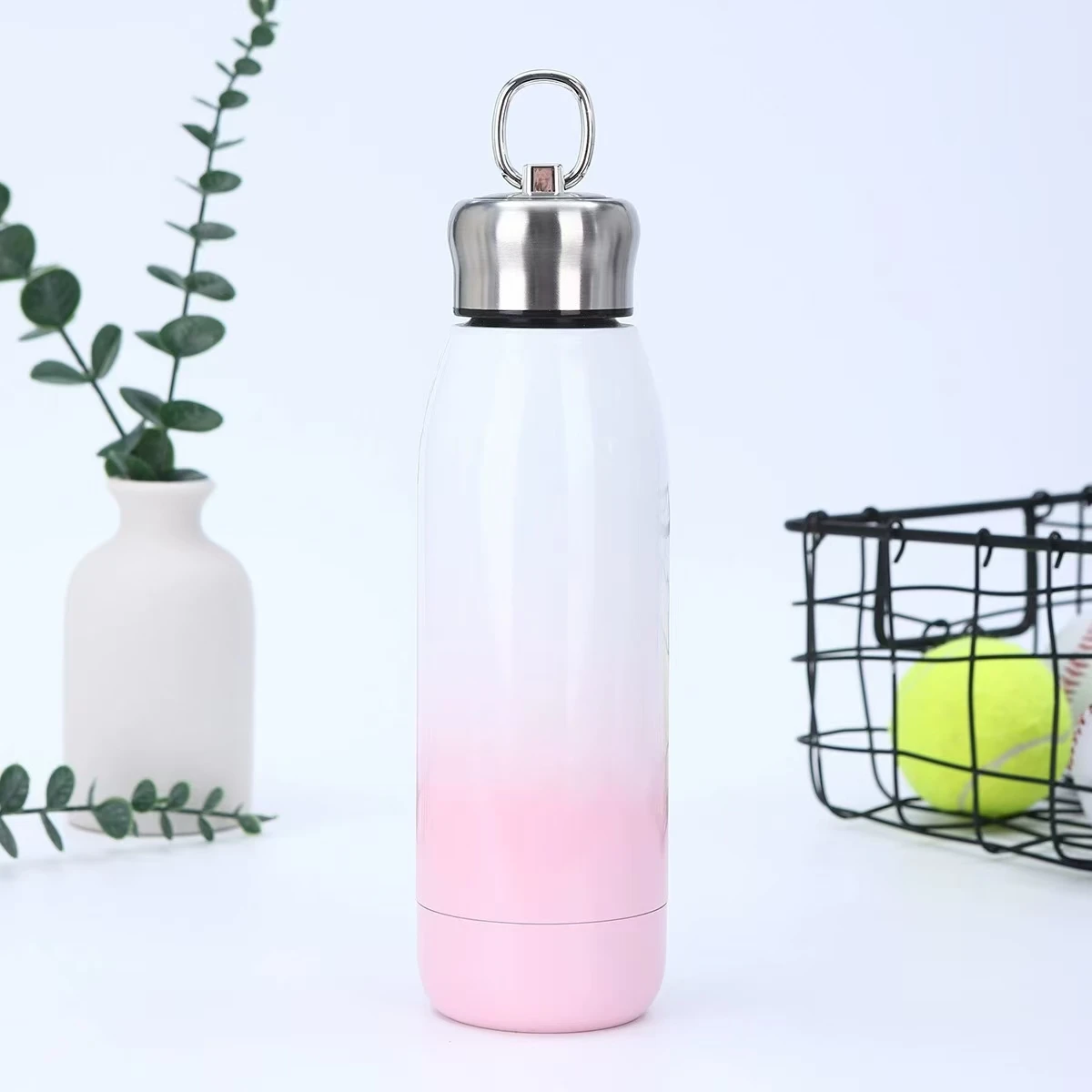 Wholesale Outdoor 450ml Portable Handle Cup Double Layer Vacuum Stainless Steel Insulated Cups Bowling Shaped Cups