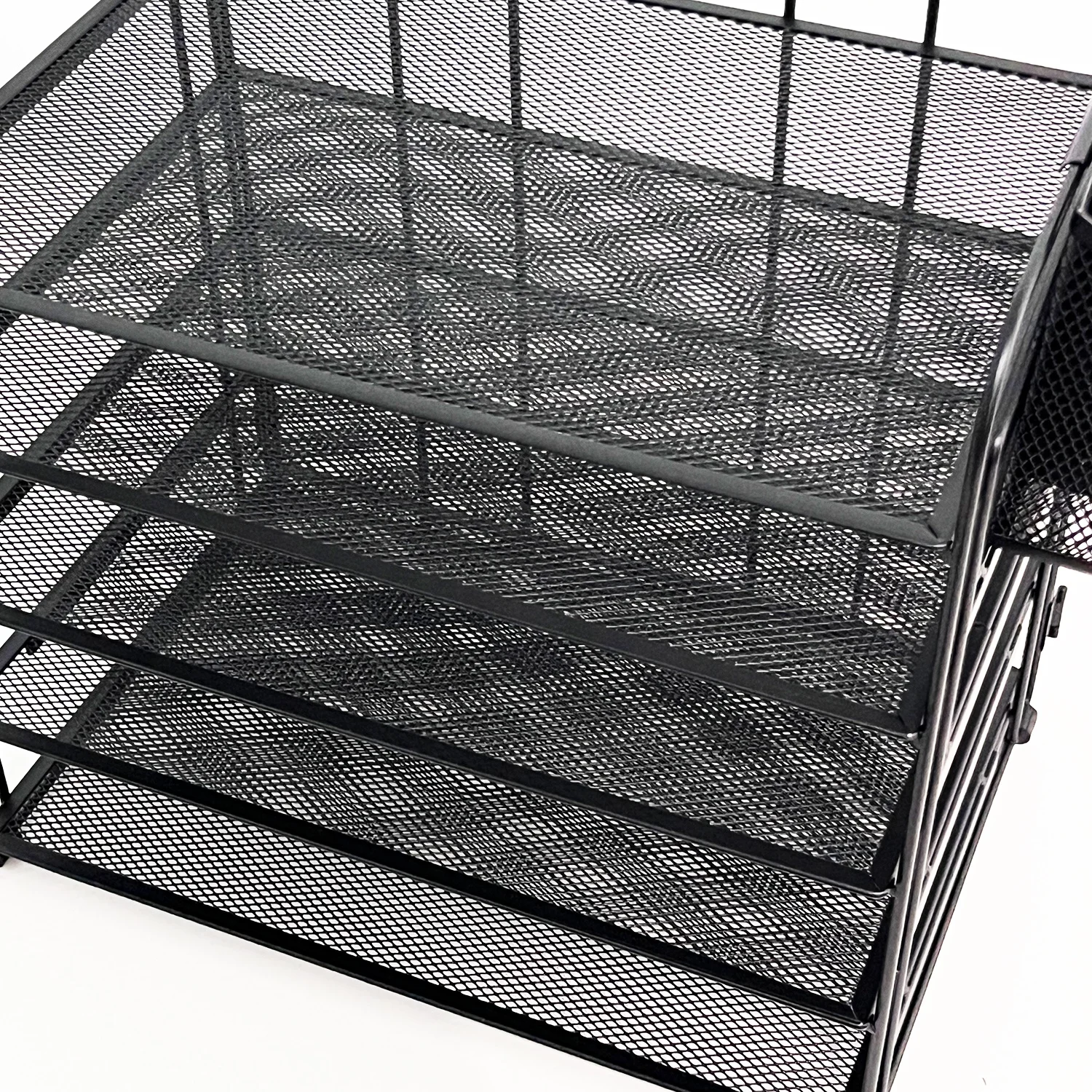 Black fancy 5-trays desktop magazine holder rack stationery office paper document holder organizer for desk file storage trays