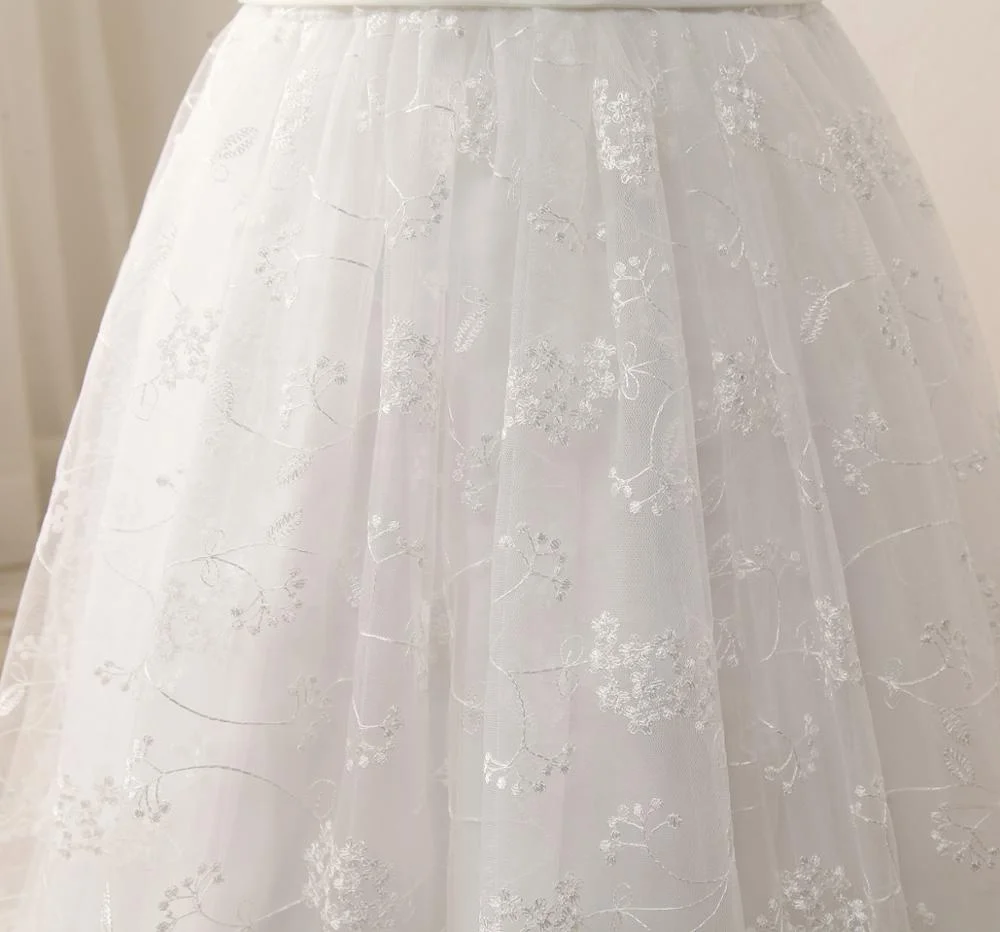 hot seller A line lace flower girl dress for wedding communion white dress