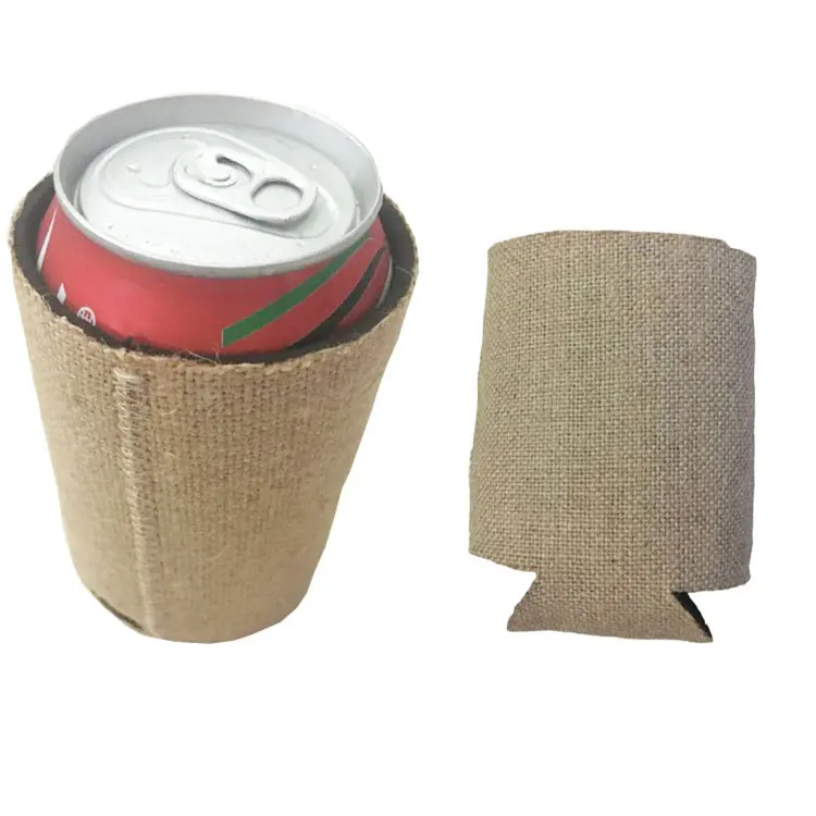 Hemp Surface Neoprene Beer Can Coolers 33cl Drink Linen Can Holder 12oz Jute can coozie