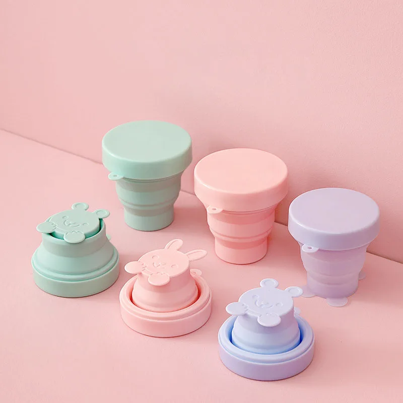 Creative Portable Folding Cup Cute Compressible Silicone Water Bottle Outdoor Collapsible Travel Mug