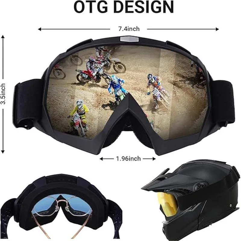 Motorcycle Goggles Dirt Bike Windproof ATV Goggles Dustproof Dirtbike Offroad Anti-Scratch Dirtbike Goggles