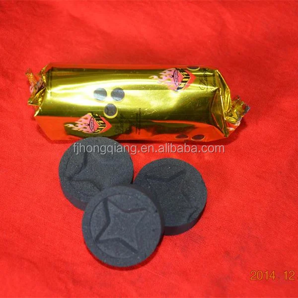 HongQiang Manufacture 35mm Incense Charcoal Soho Star Round Fruit Wood Charcoal for Hookah