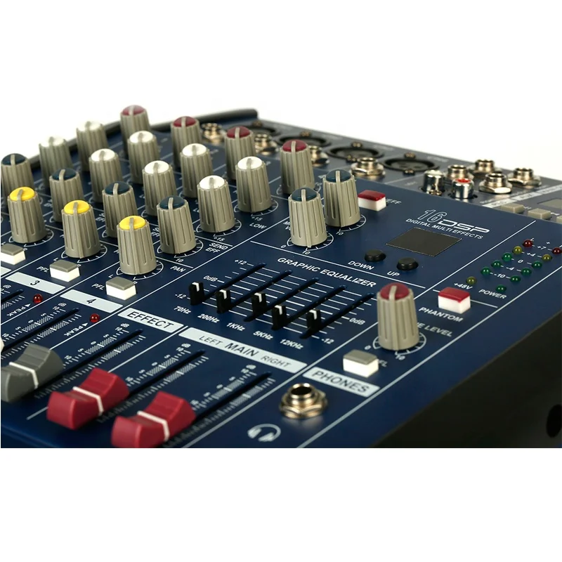 Мини-усилитель PMX402D/PMX602D/PMX802D/PMX1202D мини-микшер USB-звуковой микшер с эквалайзером 1EQ/эффектами 16 DSP/250 Вт * 2CH/Bluetooth