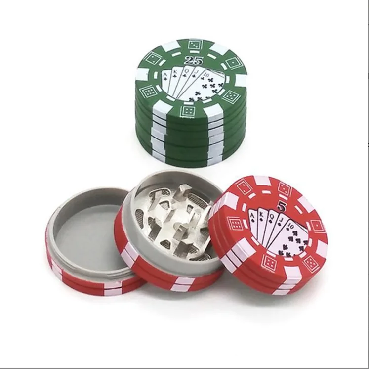 3 Layers Poker Chip Style Herb Herbal Tobacco Grinder Metal Tobacco Crusher cigarette Grinders Smoking Pipe Accessories