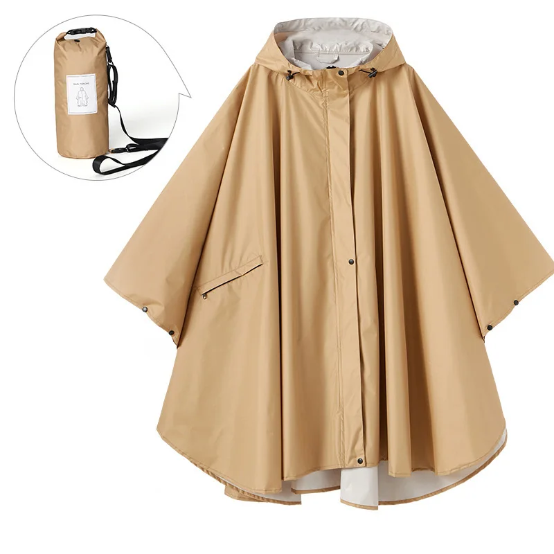 Print  LOGO Rain cape Rain Poncho for Women Adults Hooded Jacket Waterproof Reusable Hiking Rain Coat with Pockets