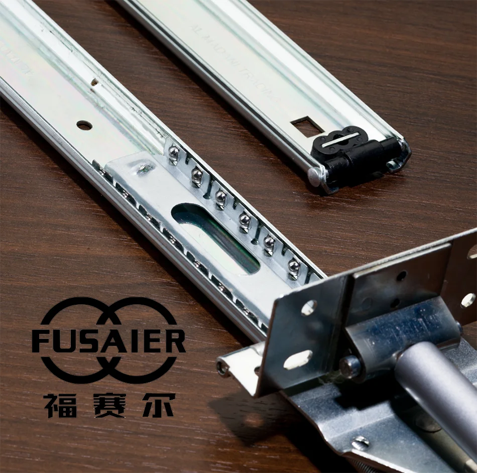 Fusaier Ball Bearing Drawer Guiding Slide Runner Pocket Door TV Track With Pneumatic Rod Telescopic Slide