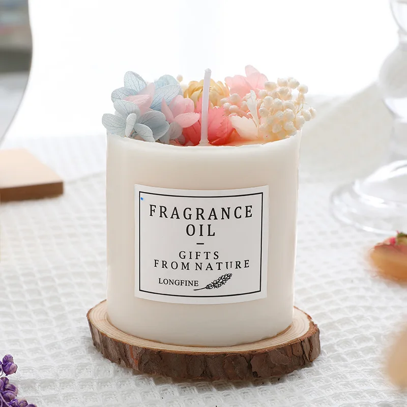 Wholesale Private Label Colorful Glass Jar Candle Home Fragrance Soy Wax Scented Candles with dried flower