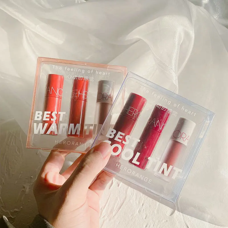 High Quality Herorange 3pcs/set Matte Velvet Waterproof Non Stick up Liquid Lipstick Set