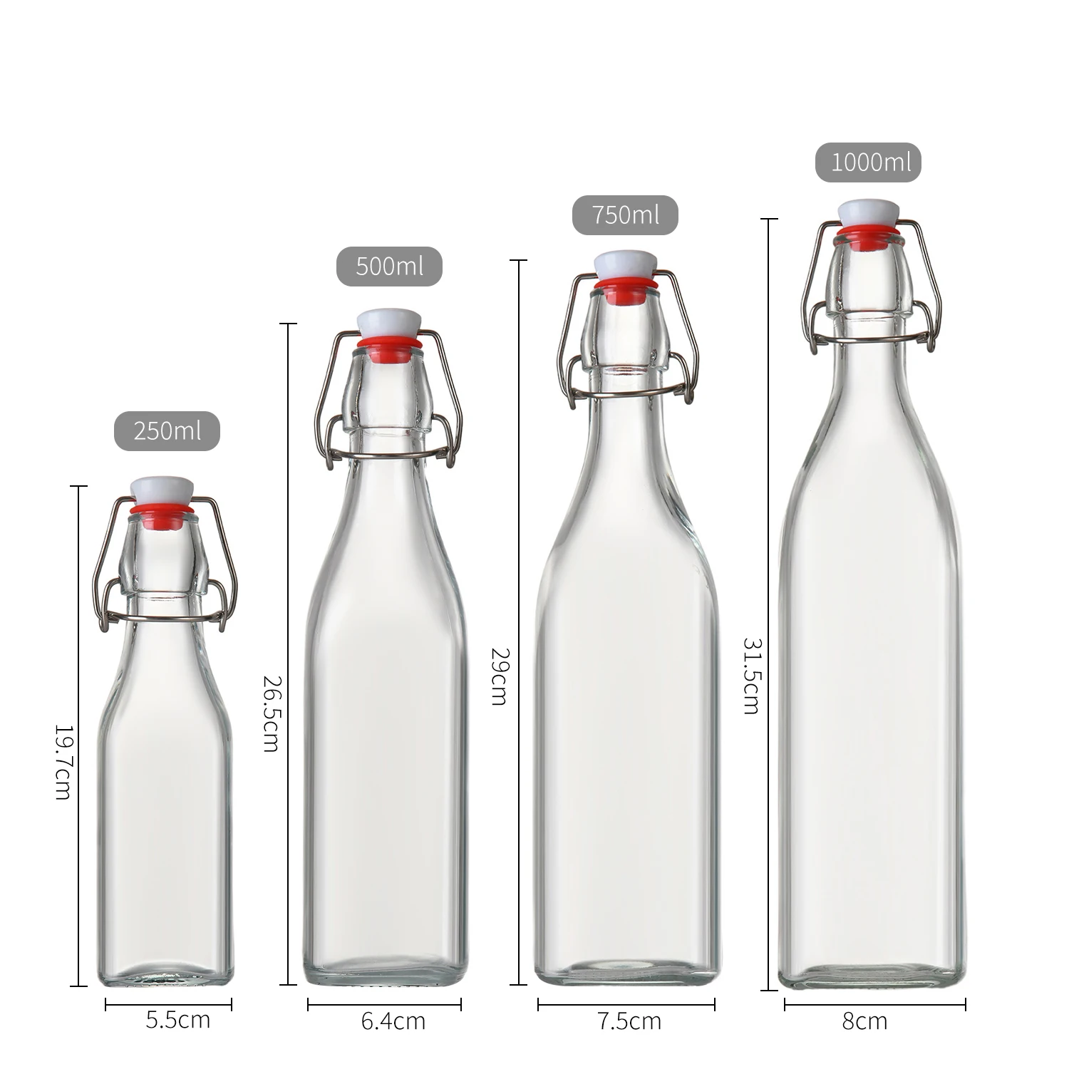 Market Price Sealed Ring Storage Bottle Glass Jar Clip Clamp Lid Water Bottle Glass