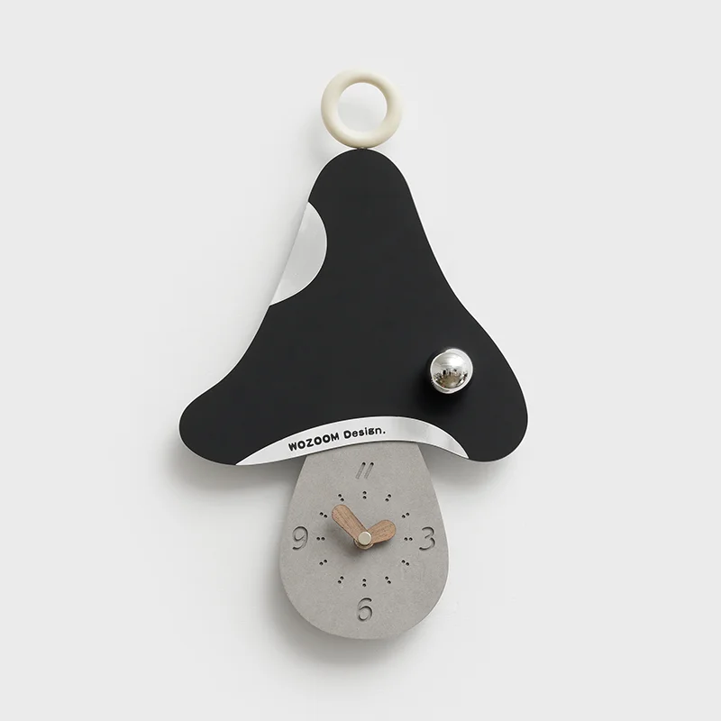 WOZOOM Wall Clock Modern Perforation-Free Wall Clocks Cute Mushroom Home Decor Creative High Quality Clock