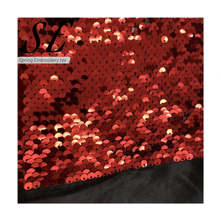 
 Новый дизайн, 100% полиэстер, двухсторонняя ткань с вышивкой блестками на атласе для женщин и девочек, платье 210001  