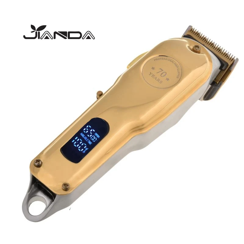 2021 Gold Stainless Steel Hair Trimmer Professional Wireless Electric Hair Clipper
