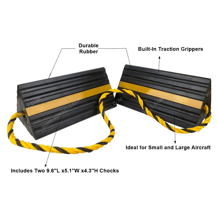 Aircraft Wheel Chocks Small Size Ribbed Rubber Reflective Tape Rope