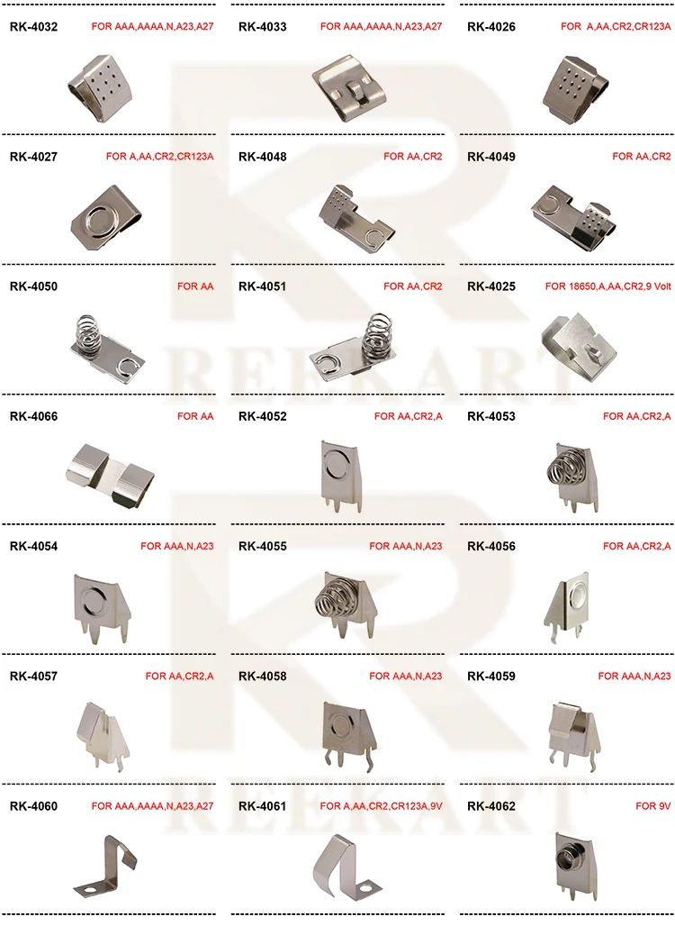 590 Thro-Hole Leaf Spring NEG Side AA/N PCB Stamping Battery Contact For Keystone Alternative