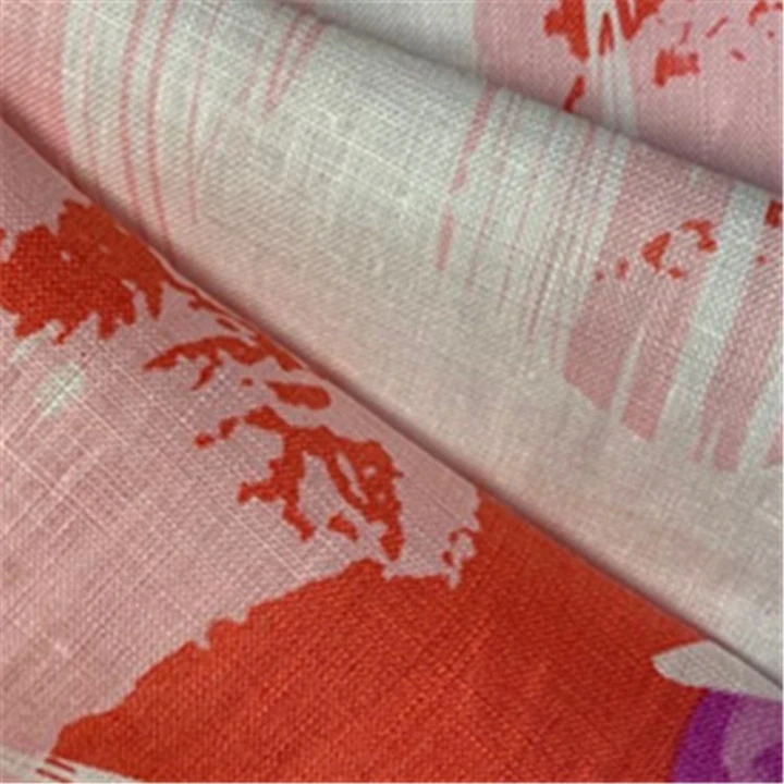 100% Linen Fabric Printed Floral Eco Friendly Fabric Hemp Clothing