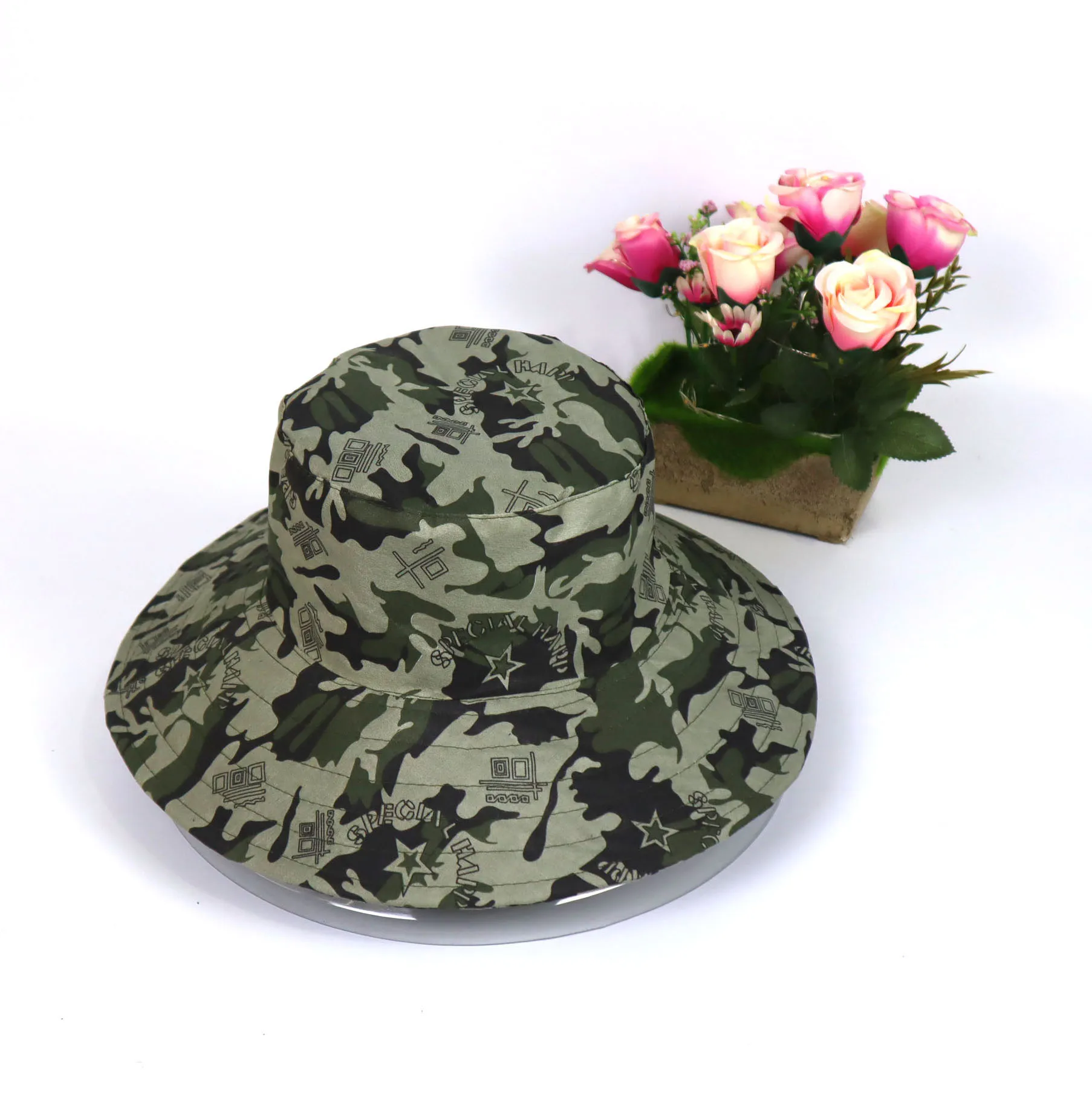 Outdoor Hunting Camouflage Style Fisherman Cotton Bucket Hat Military With String For