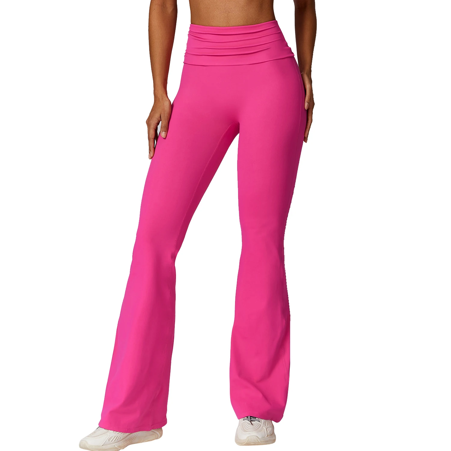 Women Stretch Flap Waist Tummy Control Soft Lightweight Flare Pants