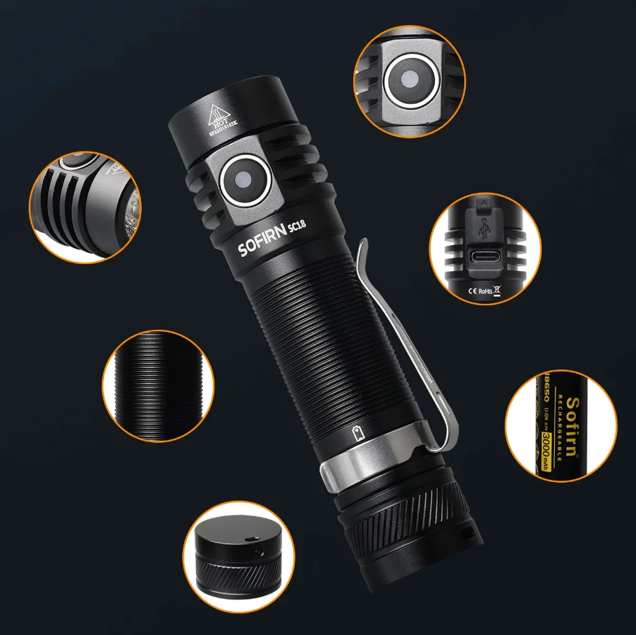 Flash Sale 1800lm SST40 Long range EDC Flashlight 18650 Rechargeable LED Torch TIR Optics Lens Lantern with Power Indicator