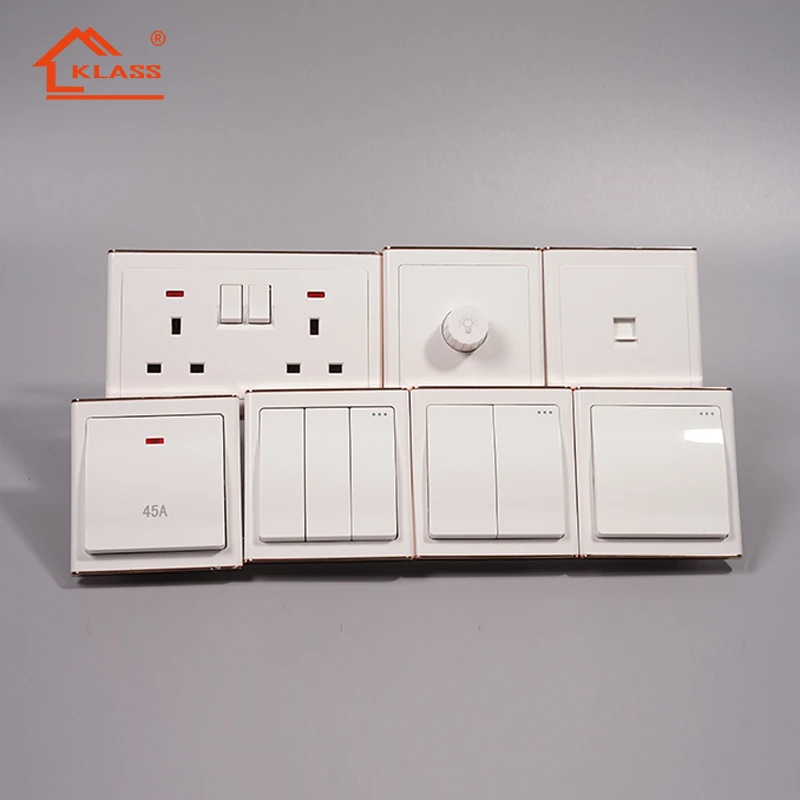 High Quality British Standard Electric 13A Wall Switch uk Panel And light Socket Outlet With Indicator