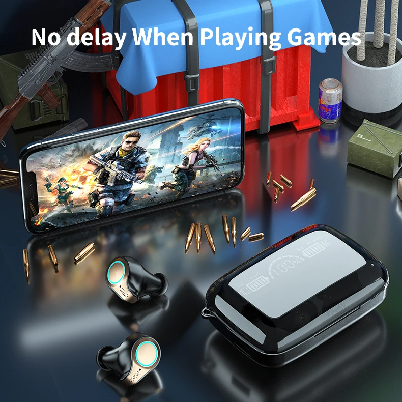 3000mah ipx8 waterproof sports gamming earhook beans wifi wireless earbuds for phone