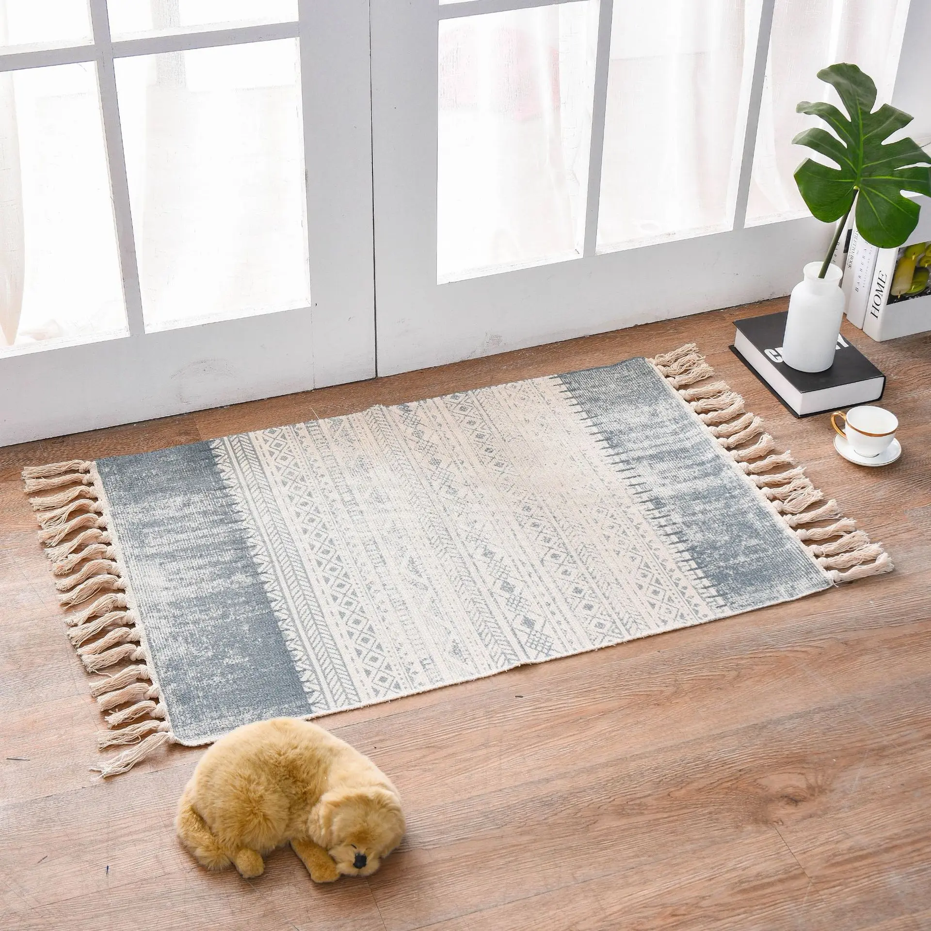 Popular rug for living room hand made tassels carpet and rug