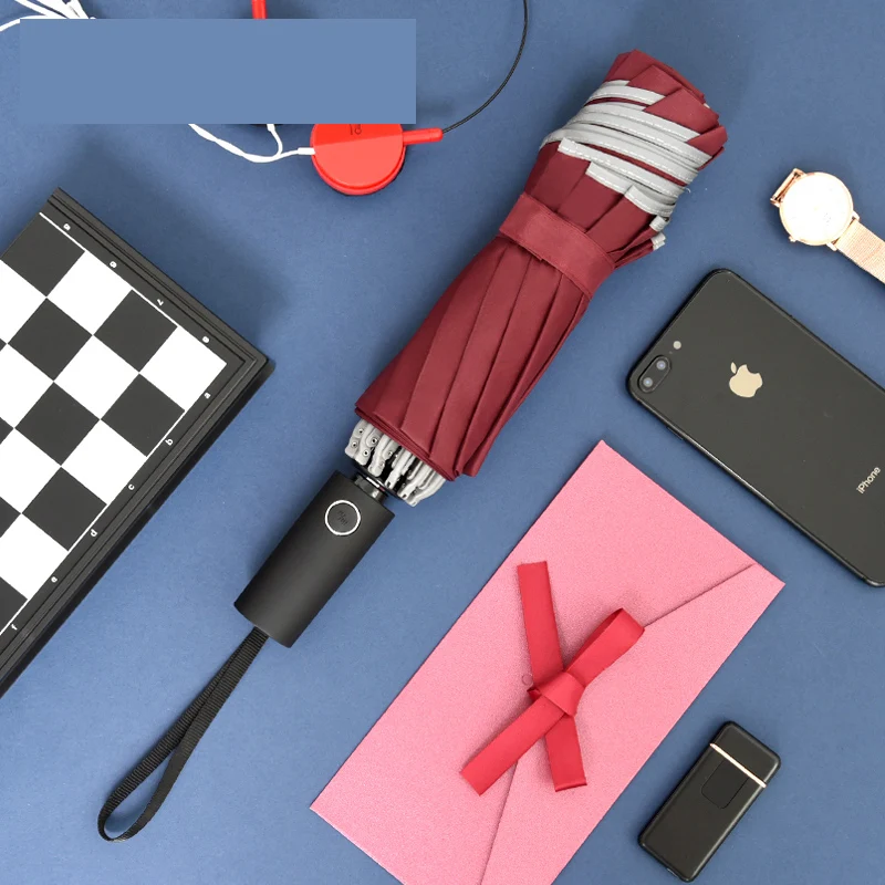 23inch Reverse Automatic Open and close car umbrella for rain  Inverted Folding Umbrella with reflective strip logo custom