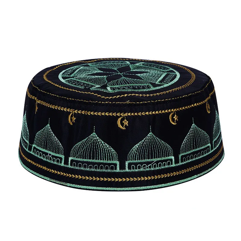 Men Muslim Prayer Kufi Hat Prayer Headwear Skull Cap Embroidery Kofia Islamic Prayer Cap