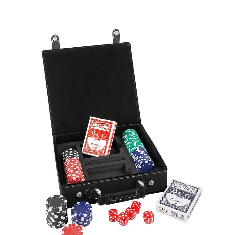 Professional playing card game gift deluxe gambling custom texas hold 100 poker chips set
