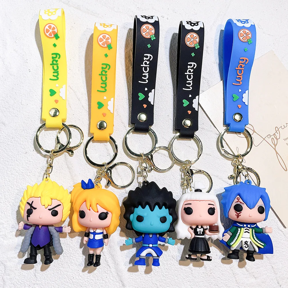 New cartoon animation Fairy Tail keychain 3D soft PVC Keychain accessories bag car keychain pendant