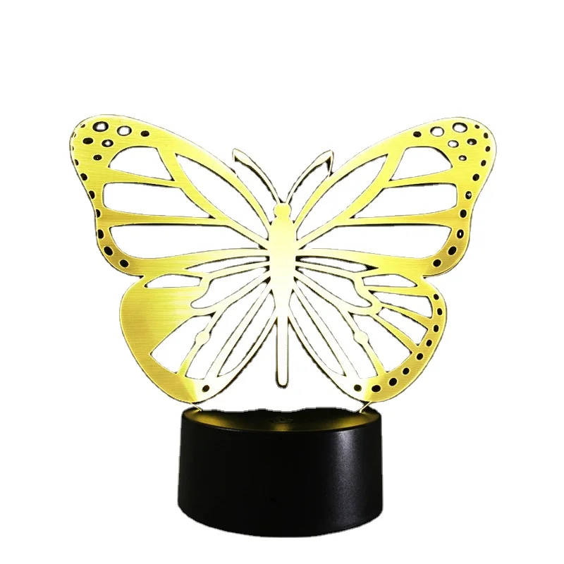 Butterfly 3D Lamp Optical Illusion Night Light with 7 Colors Auto Gradient Night Light for Decorating Room