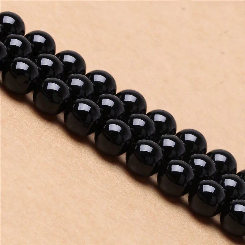 wholesale natural black onyx stone beads by strand for DIY handmade bead jewelry making