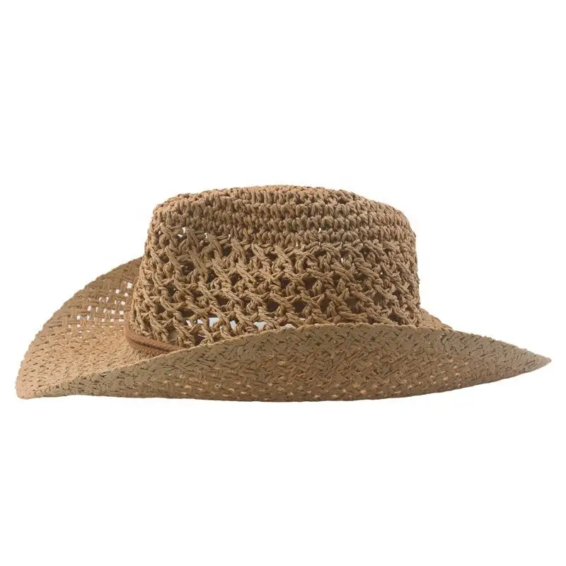 Womens Mens Paper Summer Sun Beach Mexico Straw hat unisex Sombrero Hombre Panama Western Cowboy Hat