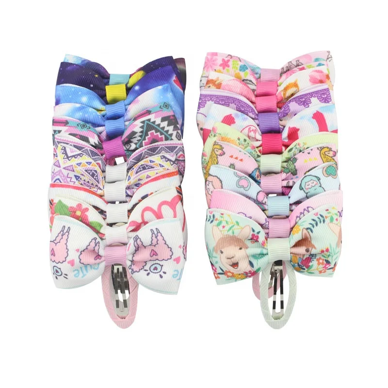 Amazon hot sale 2.7 inch ribbon bow hairpin cute alpaca hair bow give girls BB hairpin