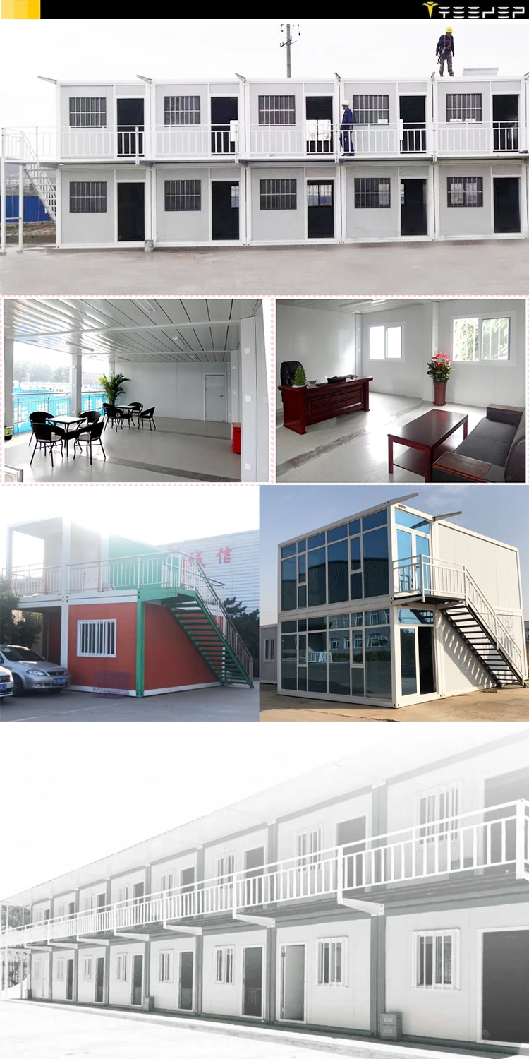 Container Houses New Mobile Steel Pvc Box Wall Frame Plywood Floor beach prehab house for sale with flat roof light steel