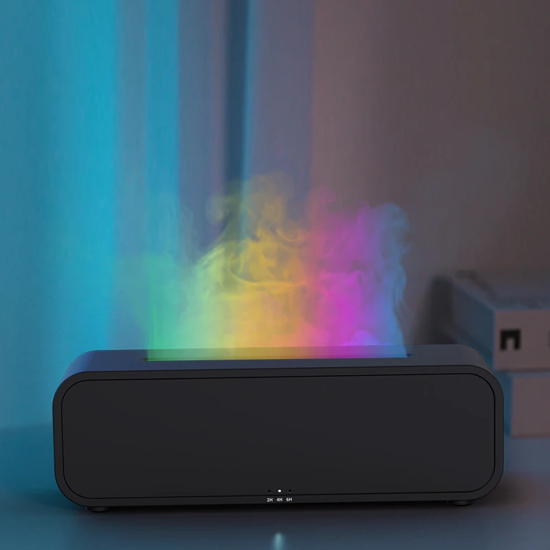 2024 new arrival 7 Color Flame Aroma Diffuser smart Remote Control Rainbow Night Light music Air Humidifier Diffuser