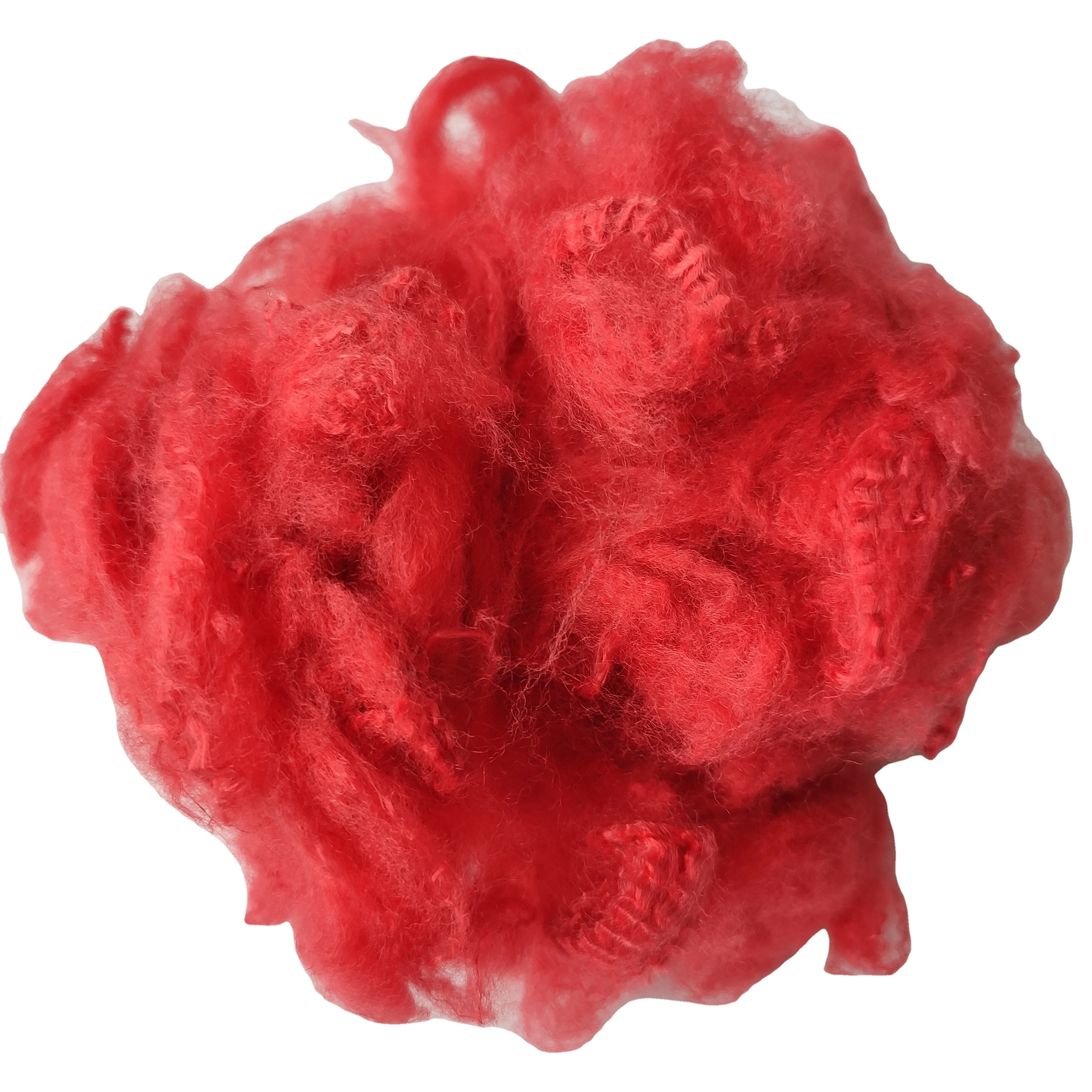 black/red colored polyester staple fiber yarn fabric use fiber